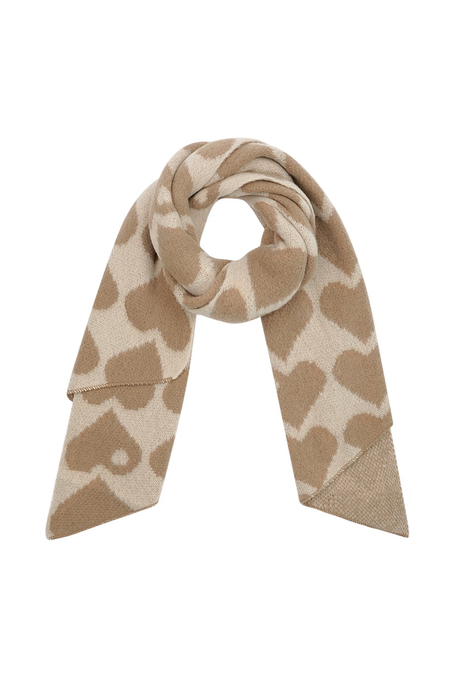 Weicher Schal in beige mit Kamel Herzen