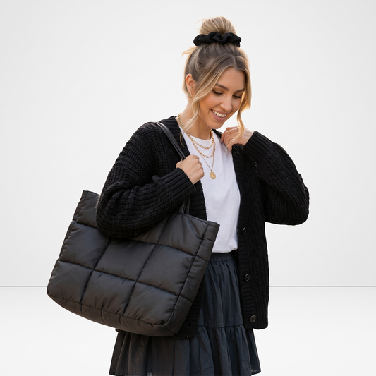 Quilted Shopper Bag – black