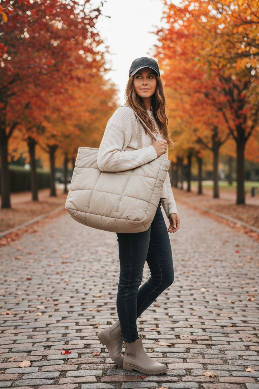Quilted Shopper Bag – beige