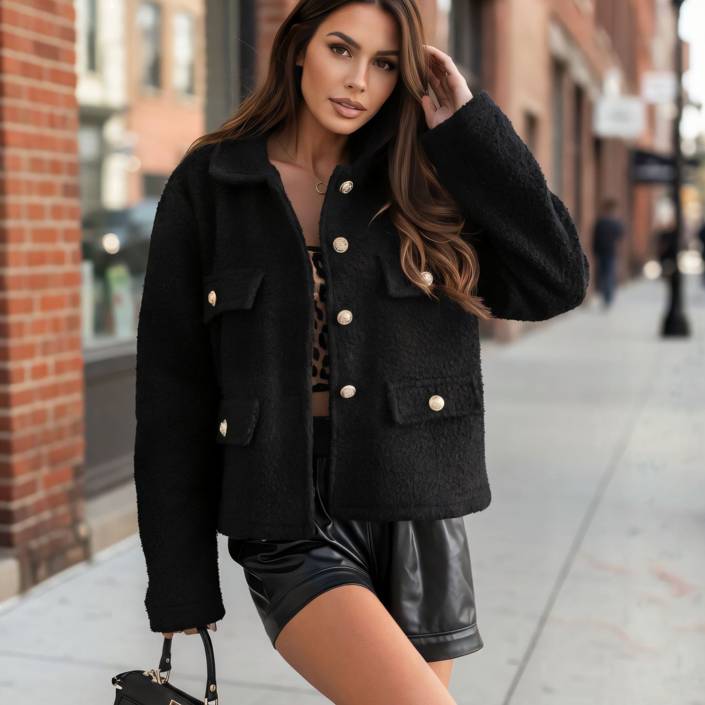 BOUCLÉ JACKE TESSA BLACK