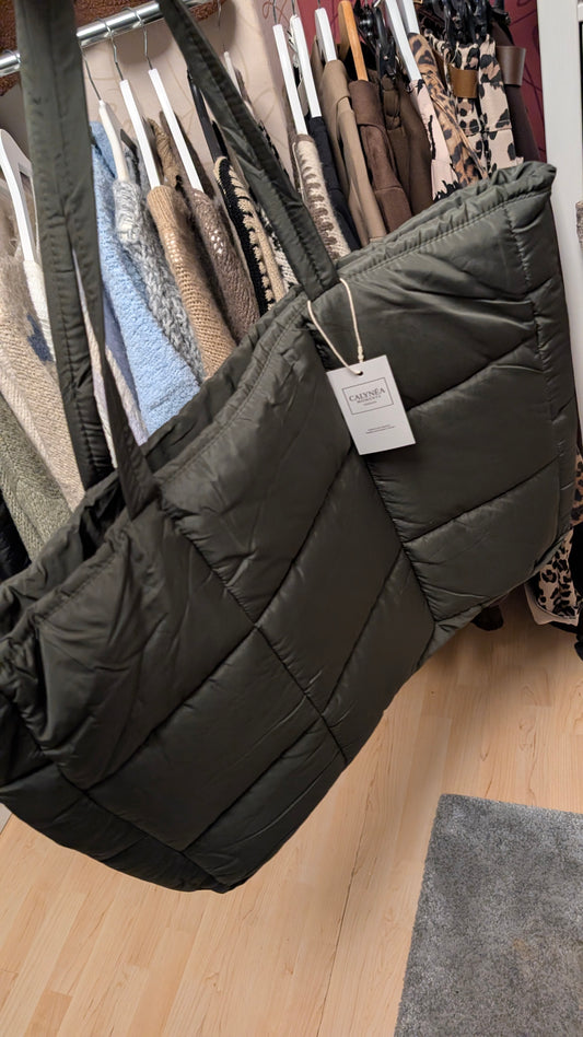 Quilted Shopper Bag – Sage Green