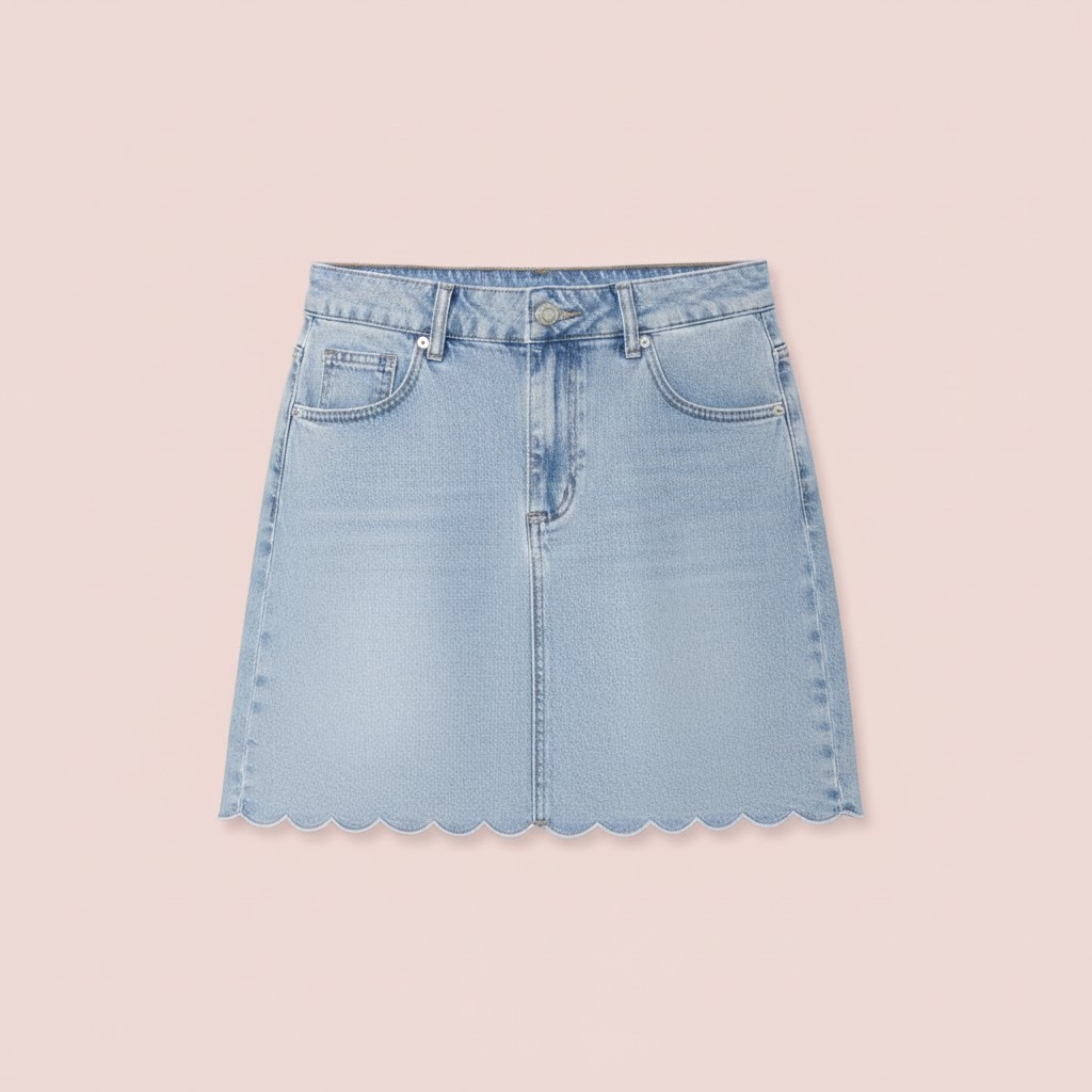 ❥ Scallop Denim Skirt ❥