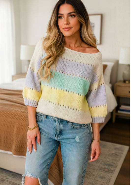 Pullover „Amelie Pastel“ – Weicher Wollmix im Farbverlauf