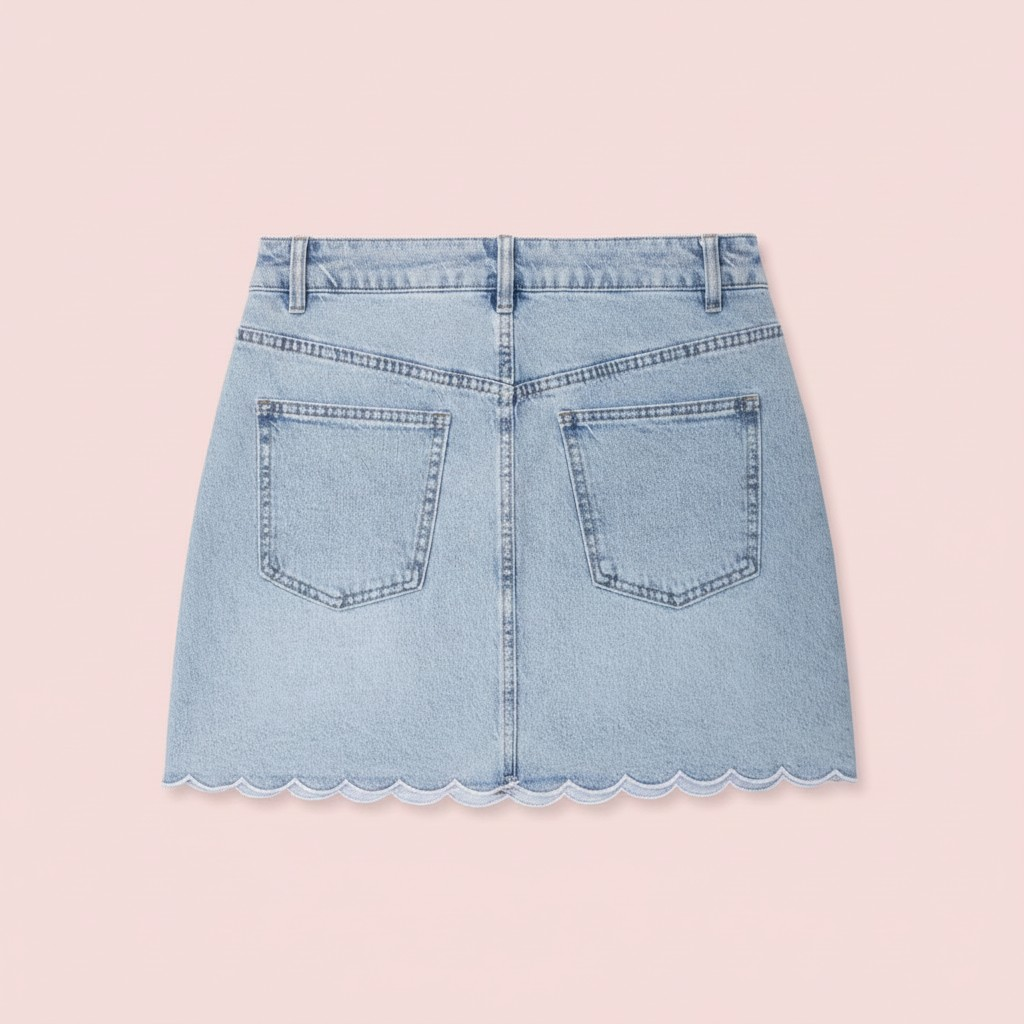 ❥ Scallop Denim Skirt ❥