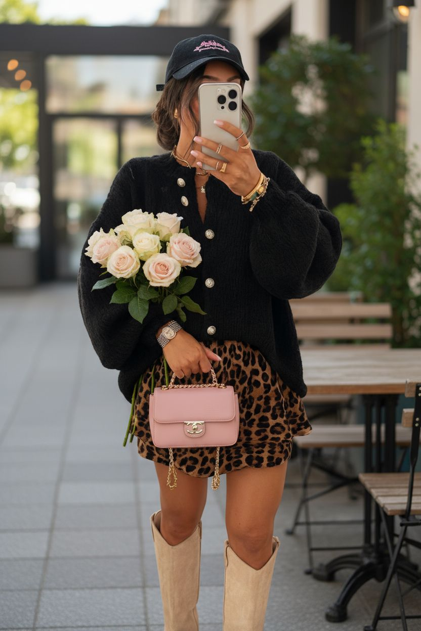 STRICKJACKE „COCO BLACK“  MIT GOLDENEN KNÖPFEN